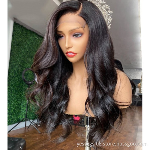Wholesale Popular Good Quality Malaysian Body Wave Human Hair Wigs Lace Closure Wig 4x4 Cuticle Aligned Remy Hair Natural Color